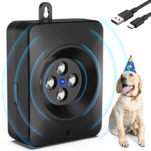 Boitier Anti Aboiement, 3 Modes Automatique Anti Aboiement Chien Voisin avec 4 Emetteurs à Ultrasons, Audio et Ultrasons Dispositif Anti-aboiement, Rechargeable et Etanche, Intérieur Extérieur