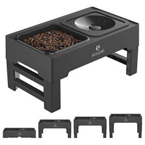 ELS PET Gamelle Chien Surelevee, 2 en 1 Anti Eclaboussure Gamelle de Nourriture et Anti-Glouton Gamelles Eau Chien, 4 Hauteurs RéGlables pour Petits Chien Chat de Compagnie, Moyens et Grands