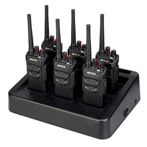 Retevis RT648 Talkie Walkie, IP67 Imperméable, sans Licence PMR446, Talkie Walkie avec Chargeur à Six Voies, Talkie Walkie Longue Distance pour Chantier, Ecole(6Pcs, Noir)
