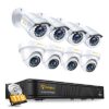Anlapus FULL HD 1080P H.265+ Kit Vidéo Surveillance – 8CH DVR avec 1To disque dur, 4pcs Caméra Surveillance Extérieure Bullet et 4pcs Caméra Surveillance Extérieure en Dôme- App gratuite