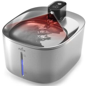 iPettie Runway Fontaine d'eau sans Fil pour Chat en Acier Inoxydable, 1,1 gal/135 oz, Batterie d'eau sans Fil pour Chat fonctionnant avec capteur de Mouvement, Pompe Ultra Calme, pour Chiens