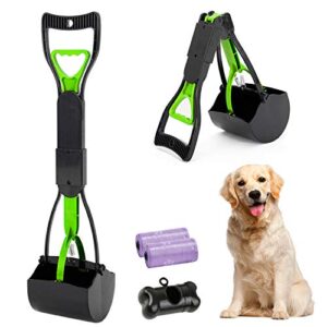 HyAiderTech Pelle Ramasse-Crottes Pliable pour Chien et Chat Pet Long Manche Pooper Scooper, Facile à Déjections Ramasse, Noir & Pourpre (Vert)