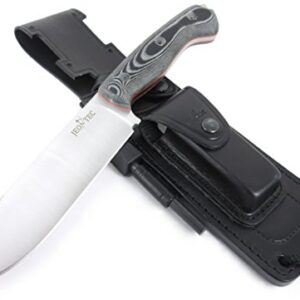 JEO-TEC Nº37: Outdoor / Survie / Couteau de chasse - Manche en Micarta - Lame inox MOVA - Étui de transport en Cuir position multiple - Fabriqué en Espagne
