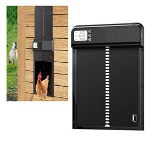 Breadom Porte De Poulailler Automatique, Ouvre-Porte De Poulailler Automatique Étanche Ip66 avec Capteur De Lumière, Alimenté par Batterie, Porte De Poulailler