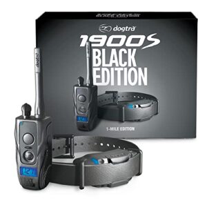 Dogtra Collier de dressage ergonomique pour chien 1900S Noir 1-Mile IPX9K étanche à haute puissance à distance Noir mat