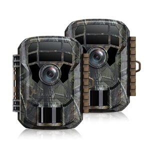 2 Pcs Camera de Chasse 24MP 1080P, Mini Caméra de Chasse Nocturne Étanche Activée par le Mouvement, Caméra Chasse Infrarouge Surveillance Écran LCD 2.0 Pouces Grand Angle 120° pour la Faune
