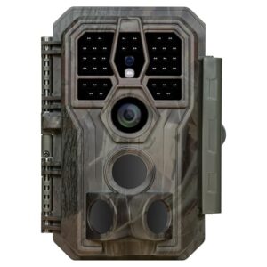 GardePro E5 Caméra de Chasse 32MP 1296P H.264 Vidéo, Jusqu' 30m Camera Chasse Infrarouge Vision Nocturne, Vitesse de Dclenchement 0,1s et Angle de Dtection 120°, No Glow 940nm IR LEDs