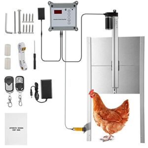 Hlieeosfcn Porte de Poulailler Automatique,Minuterie et Capteur de Lumière Télécommande,Poulet de Protection par Induction Infrarouge,Kit de Porte de Poulailler Electrique