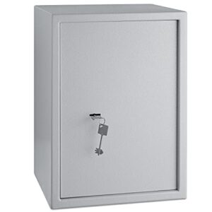 KESSER® Coffre-fort à intégrer avec serrure à double panneton | Coffre-fort à poser | Coffre-fort mural 50 x 35 x 31 cm 2 clés et vis de fixation incluses, Argent