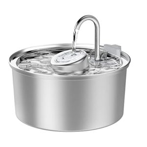 3,2L Fontaine a Eau Chat en Acier Inoxydable, KOOGMOON Fontaine à Eau pour Chat Automatique avec Pompe Silencieuse,Bec de Robinet,Adapté aux Chien Chats