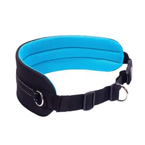 LASALINE Canicross Ceinture Abdominale pour Laisse de Chien - Noir Bleu Clair