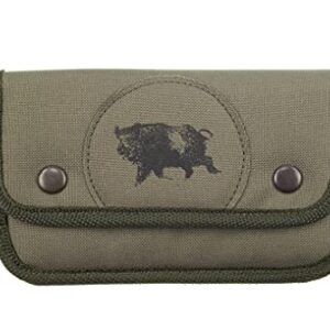 Januel - Pochette à Balles Genet - Cartouchière de Ceinture - pour Balles de Carabine de Chasse - Chasse en Battue - 10 Tubes - Tissus Polyester - Ecusson Sanglier - Verte Taille Unique