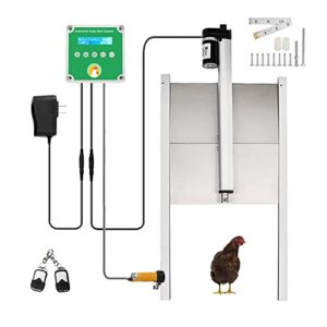 NEYOMID Porte Automatique Poulailler Horizontale,Kits D'Ouvre Porte pour Poulailler,4 Modes De Contrôle,3 Modes d'alimentation,écran LCD,Mémoire Mise Hors Tension,Ouvre Porte Automatique Poulailler
