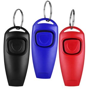Diyife 3PCS Clickers pour Chien, 2 en 1 Clicker Sifflet Chien Dressage, Clicker de Chien Grand Bouton, Clicker Training, Professionnel Clicker Chien Dressage pour Chien, Chat, Cheval - Multicolores