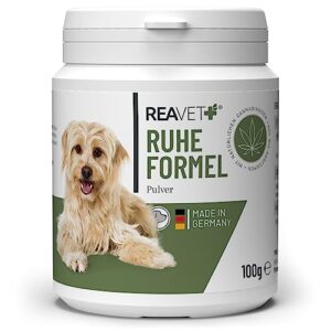 ReaVET Formule de repos - Calmant pour chiens à la valériane I contre le stress, l'anxiété et l'agitation I Sédatif doux pour chien pour détendre l'animal, anti-stress chien