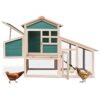 PRIVATE GARDEN Poulailler 2 à 4 Poules avec Enclos et Pondoir – Clapier – Cage à Lapins ou Rongeurs XXL 2 Étages en Bois Canadien – Vert et Beige