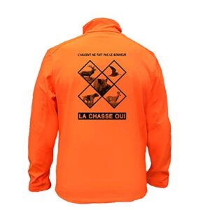 AtooDog Veste de Chasse en Softshell, l'argent ne Fait Pas Le Bonheur, la Chasse Oui (SUVEMO275, L)