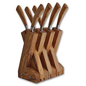 COLTELLERIA SALADINI Bloc compomponible 7 couteaux de cuisine + 8 couteaux de table artisanaux à lame forgée corne de Bue