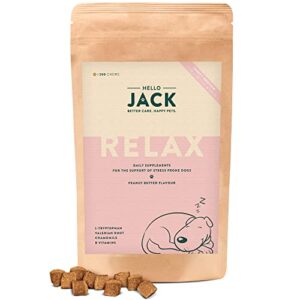 Hello Jack Complément Alimentaire Calmant pour Chien - Anti Stress Chien - Friandises pour Chien Apaisantes, pour Soulager Le Stress & Équilibrer Les Émotions - Goût Beurre de Cacahuète