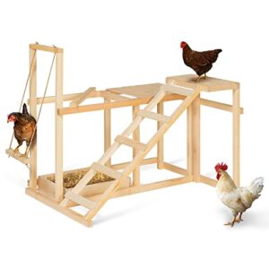 IDMarket - Aire de Jeux en Bois XXL pour Poules avec balançoire perchoir échelle Bain de poussière