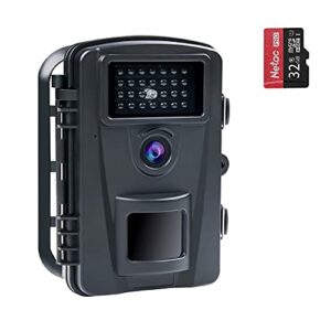 COOLIFE 28MP 1520P HD Caméra de Chasse Vitesse de Déclenchement 0.2s et 27 pcs Infrarouges LED de 940nm, Camera de Chasse Nocturne IP66 Étanche à l'eau et à la Poussière avec Carte 32G (Noir)
