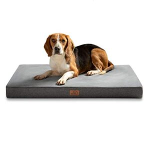 Bedsure Matelas Mémoire de Forme - Coussin pour Chien Grande Taille Orthopédique, Tapis Lavable et Antidérapant, Lit pour Chien Intérieur, Gris, 89x56cm