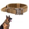 Collier de Chien Tactique – Militaire Collier avec Poignée de Commande, Réglable Nylon Chien Rembourré pour Chiens de Taille Moyenne Grand Entraînement (XL, Brun)