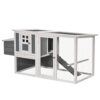PawHut Poulailler en Bois avec 2 Aires de Course pondoir Toit ouvrant en Panneaux PC 162 x 76,5 x 79,5 cm Gris