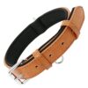 Grand Line Collier de Chien Ajustable Coussin Moelleux Cuir Rembourré avec Perforatrice 3 Couleur 4 Tailles, Marron(L)