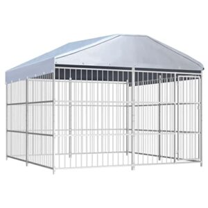 Chenil d'Extérieur avec Toit de Chiens 3x3x2 m Enclos Cage Niche Chiots
