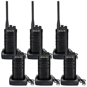 Retevis RB85 Professionnels Talkie Walkies, AI Suppression du Bruit Longue Portée Radio Bidirectionnelle, 2000mAh Rechargeable Portable Émetteurs-récepteurs pour Site de Construction (Noir, 6Pcs)