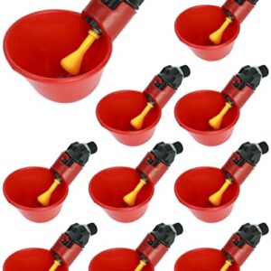 QWORK 10 Pcs Abreuvoir Poules Automatique, Abreuvoir Volaille en Plastique pour Oiseau Caille Pigeon Poulet Poule (25mm, pour Tuyaux)