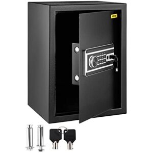 VEVOR Coffre-Fort Biométrique à Empreintes Digitales 60 L Coffre-Fort Numérique Combinaison et Clés Coffre de Sécurité en Acier Anti-Effraction 4 Types de Déverrouillage Argent Bijoux Domicile Noir