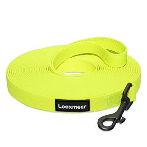 Looxmeer Longe pour Chien, 3m/5m/7m/10m/15m/20m/25m/30m, Laisse Chien avec Poignée et Sac de Rangement, Laisses Étanches pour Chiens de Dressage de Toutes Tailles, Laisse Longue Robuste (Jaune)