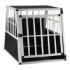 Juskys Alu Box de Transport pour Chiens L-X – 65 × 91 × 69 cm – Box pour Chiens de Voiture Robuste & Facile à Entretenir – Porte grillagée verrouillable – Box de Voyage en Aluminium pour Chiens
