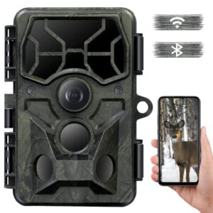 Camera de Chasse WiFi 4K 30MP, Caméra de Chasse Infrarouge Bluetooth, Camera Chasse Nocturne 20m Grand Angle 120° APP Contrôle Camera Suiveuse Exterieur Étanche IP66 pour Animaux Sauvages