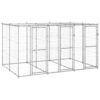 Chenil Extérieur Acier Galvanisé avec Toit 7,26 m² Enclos Niche Cage