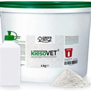 GreenPet KiesoVet Terre Diatomée pour Poules 4kg - 100% Naturelle, avec Bouteille pour répandre la Poudre de Terre diatomée dans Le Seau, pour poulaillers & élevages de volailles