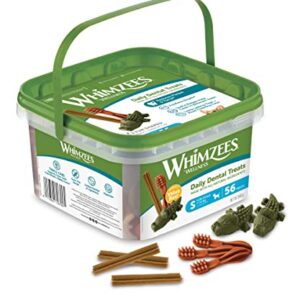WHIMZEES Boîte de Variété, Friandises Naturelles pour l'Hygiène Bucco-Dentaire à Mâcher pour Chien de Petite Taille, Taille S, Boîte de 56 Pièces