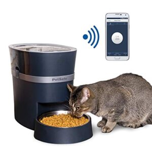 PetSafe Distributeur de Croquettes Automatique Connecté Smart Feed Smartphone pour Chien/Chat (iPhone ou Android) - Portions ajustables, avec minuterie, bol en acier inoxydable, 24 Tasses – 5,7 litres
