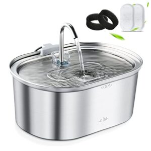 HAPPY HACHI Fontaine à Eau pour Chat, Automatique en Acier Inoxydable 3,2 L Bol d'eau pour Chien Fontaine Ultra-Silencieuse avec Filtres,Distributeur Eau Grande Capacité