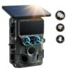 VOOPEAK Camera de Chasse Solaire Double Objectif, 4K 60MP Camera de Chasse WiFi Bluetooth, Caméra de Chasse Infrarouge Nocturne Activée par Mouvement IP66 Étanche pour Surveillance de la Faune