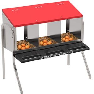 Suinga Nido Poules d'intérieur 3 compartiments 82 x 47 x 77 cm, avec pieds et plateau amovible.