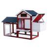Poulailler avec Nichoir & Enclos Pondoir Peinture Rouge-Blanche Clapier Plancher Amovible Volaille