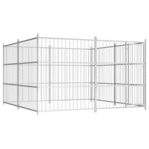 Chenil Extérieur pour Chiens 3x3x1,85m Enclos Cage Niche Chiots Animaux