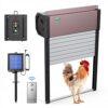 2023 New Porte de Poulailler Automatique avec Télécommande, Ouvre-Porte à énergie Solaire, Porte Automatique Poulailler Porte en Aluminium Capteur de Lumière, Commande de minuterie, Multi-Modes