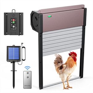 2023 New Porte de Poulailler Automatique avec Télécommande, Ouvre-Porte à énergie Solaire, Porte Automatique Poulailler Porte en Aluminium Capteur de Lumière, Commande de minuterie, Multi-Modes