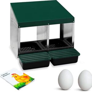FINCA CASAREJO Pondoirs ECO pour Poules 2 Compartiments + 2 Œufs Factices et Un Bloc-Notes Offerts - Nids pour Poules