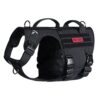 OneTigris Harnais pour Chien, Metal Harnais Tactique pour Chien Harnais de poitrail avec 2 poignées Confort, 3 Anneaux en D en Acier Inoxydable et 5 Boucles métalliques Haute résistance Harnais