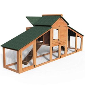 vounot Poulailler en Bois avec Pondoir et Perchoir Poulailler 2 Poules 210x85x85cm avec Rampes d'Accès et Portes verrouillables Grand d'Espace d'Activité Idéal pour Poules Petits Animaux Lapins